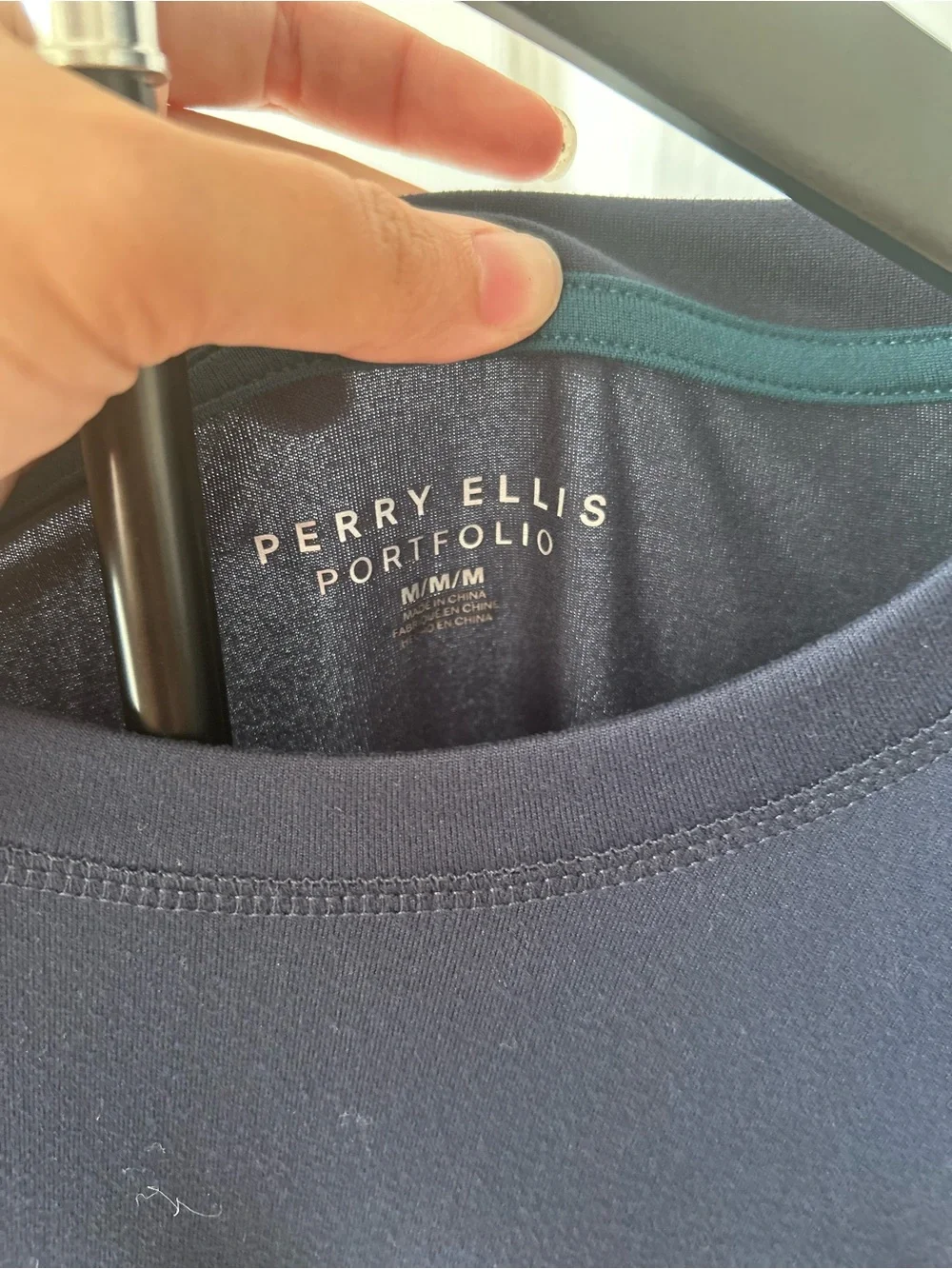 Perry Ellis Portfolio Men's Deluxe Touch Long Sleeve Crewneck Tee - Navy Size M